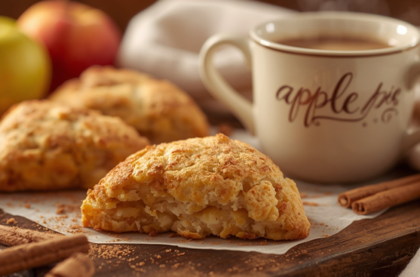 Apple pie scones for 3 – buttery, flaky scones with cinnamon apples